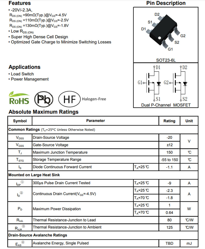 KWANSEMI冠禹MOSFET场效应管KS2501EA6